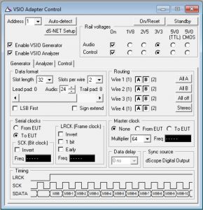 Digital Serial interface I2S testing audio control panel